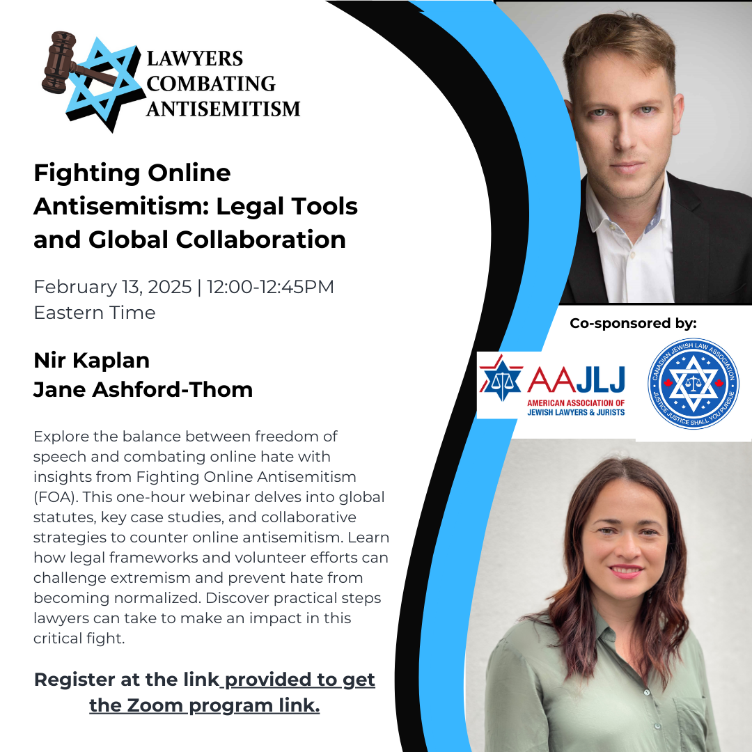 Fighting Online Antisemitism: Legal Tools and Global Collaboration
